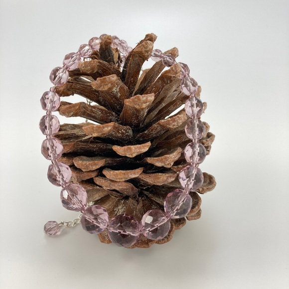 Vintage Purple Crystal Choker Necklace, Round Lavender Crystals, 15" + 2". - Picture 12 of 12